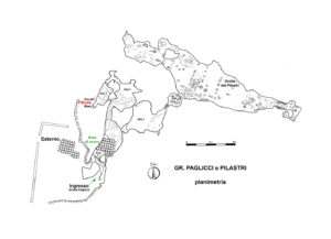 Pianta del complesso carsico di grotta Paglicci